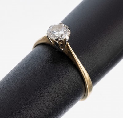 14 kt Gold WEMPE Brillant-Ring, GG/WG 585/000, Brillant ca. 0.60 ct Weiß/si, RW 56, ca. 1.9 g