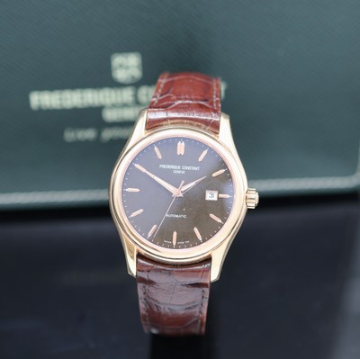 FREDERIQUE CONSTANT Clear Vision vergoldete Herrenarmbanduhr Referenz FC-303X6B4/6, Schweiz um 2010, Automatik, beids. vergl., Boden 6-fach verschr., ...