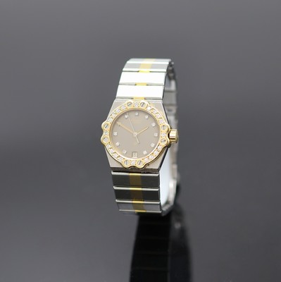 CHOPARD St. Moritz diamantbesetzte Damenarmbanduhr in Stahl/Gold Referenz 8024/11, Schweiz um 1995, quartz, 2-tlg. Geh., 8-fach über Lünette ...