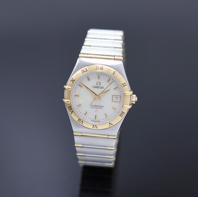 OMEGA Constellation Damenarmbanduhr in Stahl/Gold Referenz 766.1201, Schweiz um 2000, Automatik, Boden aufgedr., orig. Gliederband m. Faltschl., ...