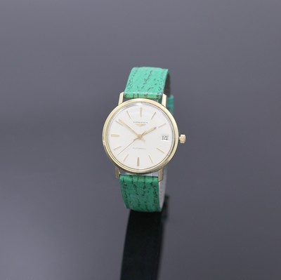 LONGINES Flagship Armbanduhr Referenz 3318-7 in Stahl/Gold, Schweiz um 1967, Automatik, verschr. Geh., Boden m. email. Goldplakette (Email besch.), ...