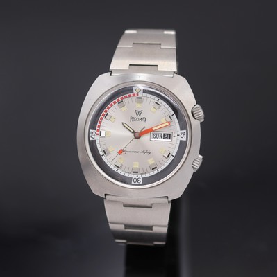 PRECIMAX Aquamax Taucherarmbanduhr in Stahl, Schweiz um 1970, Automatik, verschr. Super- Kompressor Geh., Boden m. Tauchersymbol verschr., schwarze ...
