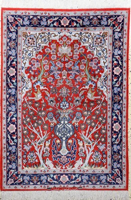 Esfahan fein, Persien, Mitte 20.Jhd., Korkwolle mit und auf Seide, ca. 150 x 97 cm, EHZ: 2