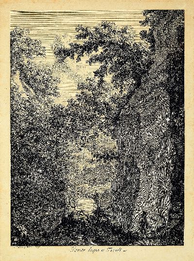 Albert Christophe Dies, 1755-1822, 2 Kupferstiche von 1792, Ponte Lupo a Tivoli, ca. 33x24cm, PP, u.Gl., R. besch., Muro torto preso in Villa ...