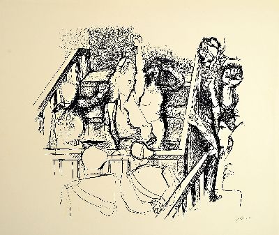 Renato Guttuso, 1911-1987, Titel: Wiederstand, sign., Lithografie auf Büttenpapier, ca. 65x77cm