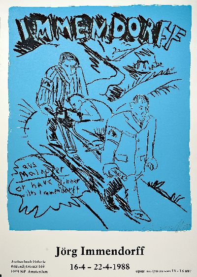 Jörg Immendorf, 1945-2007, Lithografie, Titel: Aus Malopfer oder Essen Sie mit Immendorff, handsign., dat. 1988, ca.82x58 cm