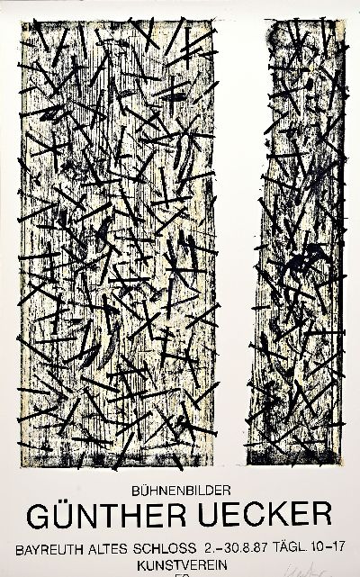 Günther Uecker, 1930-2025, Farblithografie, Titel: Bühnenbilder-herausgegeben anlässlich der Einzelausstellung in der Erker Galerie St. Gallen im ...