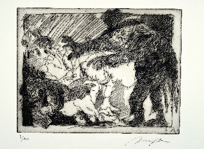 Alfred Hrdlicka, 1928-2009, Radierung, handsign. und num. 7/100, ca. 32x41cm