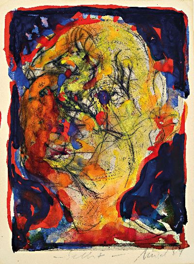 Gero Künzel, geb. 1962, Selbst, Gouache auf Papier, sign. und dat. 94, betitelt, ca. 28x21cm