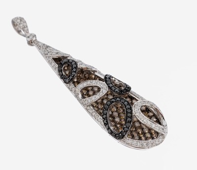 Ausgefallener 18 kt Gold Diamant-Anhänger, WG 750/000, qualitätvolle Verarbeitung Brillanten und Diamanten zus. ca. 2.15 ct Weiß/si, Braun und ...