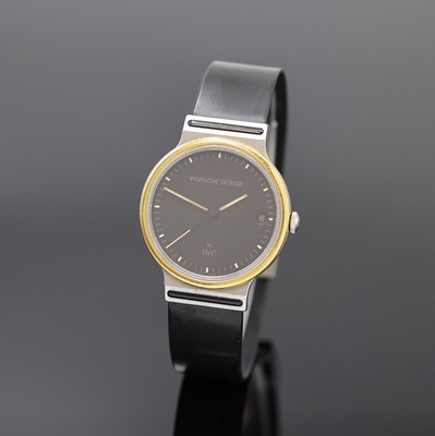 PORSCHE DESIGN by IWC Armbanduhr Referenz 3320, Schweiz um 1990, quarz, Edelstahl/GG Lünette m. orig. Kautschukband m. Faltschl., Boden verschr., ...