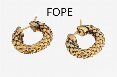Paar 18 kt Gold FOPE Ohrhänger, GG 750/000,ca. 1.5 x 2 cm, ca. 5.9 g, sign., Reinigung notwendig