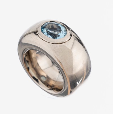 Massiver 14 kt Gold Aquamarin-Ring, WG 585/000 gepr., ovalfacett. Aquamarin ca. 2.4 ct, RW 52, ca. 38.7 g