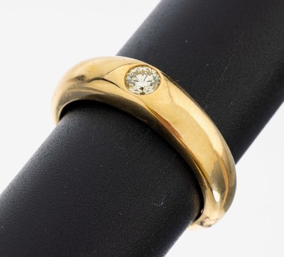 18 kt Gold Brillant-Ring, GG 750/000, Brillant ca. 0.23 ct Weiß/si, RW 54, ca. 8.6 g