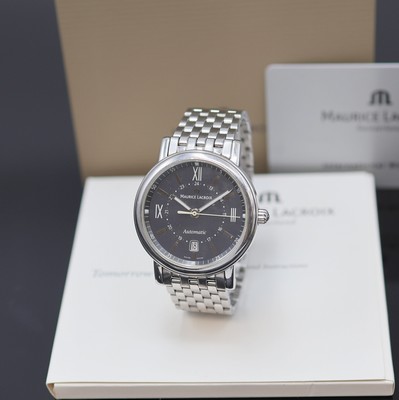 MAURICE LACROIX Les Classiques Herrenarmbanduhr Referenz LC6018, Schweiz um 2010, Automatik, Edelstahlgeh., Boden aufgedr., orig. Gliederband m. ...