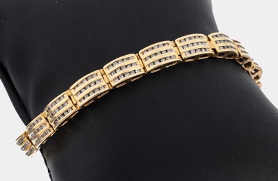 14 kt Gold Brillant-Armband, GG 585/000, Brillanten zus. ca. 2.85 ct Weiß/si, L. ca. 19cm, Kastenschloss mit Sicherheitskette, total ca. 20.2 g