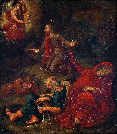 Unbekannter Künstler des 18. Jh., nach, Frans Franken II (1581-1642), Christus mit den schlafenden Jüngern, Öl/Kupferblech, ca. 27x 24cm