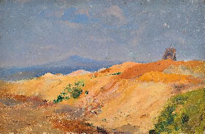 Noel Boudy, gest. 1902, Dünenlandschaft, Öl/Lwd, rechts unten sign. und dat. 1890, links unten bez.: Mont-Valérien, vue de la porte de Vanves, ca. ...
