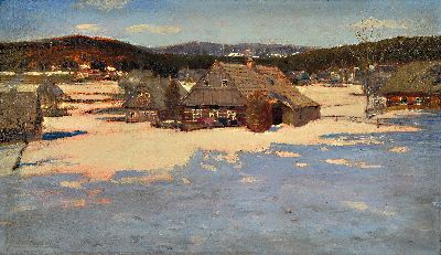 Viktor Freudemann, 1857 Berlin-1926, Verschneite Winterlandschaft, Öl/Lwd, links unten sign., ca. 42x73cm