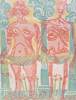 HAP Grieshaber, 1909-1981, Farbholzschnitt, unsign., Blattgr. 45x35cm, unter glas gerahmt gesamt 64x54 cm