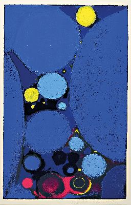 Max Ackermann, 1887 Berlin-1975 Bad Liebenzell, Sternenhaufen, Farbserigraphie, rechts unten sign. und dat. 1972, ca. 49x31cm, PP, u.Gl., R. ca. ...