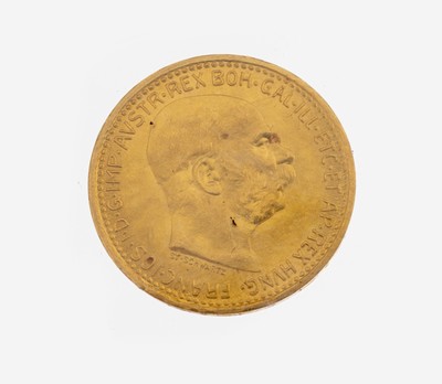 Goldmünze, 10 Kronen, Österreich, 1912, Franz Joseph, im verschweißten Blister