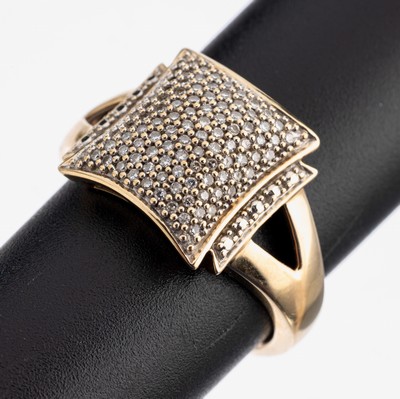 14 kt Gold Diamant-Ring, GG/WG 585/000, 1058/8-Diamanten zus. ca. 0.52 ct Weiß/p, RW 66, ca. 5.9 g
