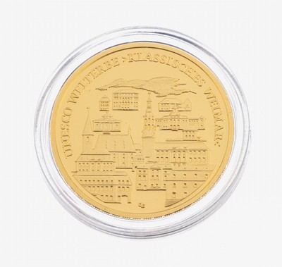 100 Euro Goldmünze, 2006, GG 999/000, 1/2 Unze, 15.55 g, UNESCO-Welterbe KlassischesWeimar, Münzkapsel, Auflage 350000, orig. Etuiund ...