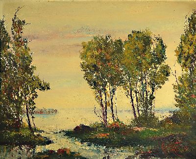 Karl Philippe Spitzer, 1887 - 1954 Speyer, zwei Ölgemälde, a. Altrheinlandschaft, Öl/Platte, re. u. signiert, ca. 81.5 x 99.5 cm, Rahmen ca. 94 x ...