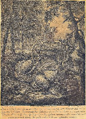Johann Elias Ridinger, 1698 - 1767, 4 Kupferstiche, Die Gems auf der Salnhecke zu Pürschen, ca. 33 x 41 cm, unter Glas, PP., Rahmen ca. 48 x54 cm, ...