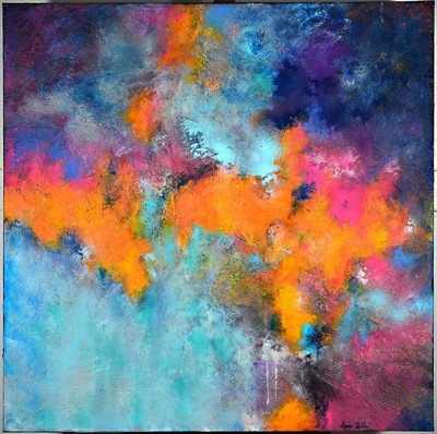 Marion Keller, geb. 1963 Eschwege "Surprise" ,Acryl/oil/Lwd, sign., verso Zertifikat, ca. 100x100 cm