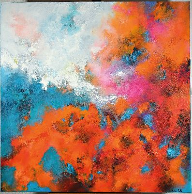Marion Keller, geb. 1963 Eschwege, "Splash", Acryl/ÖL/Lwd, sign., verso Zertifikat, ca. 100x100