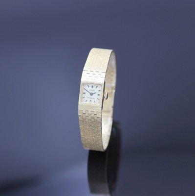 CONDOR 110 Damenarmbanduhr in GG 750/000, Handaufzug, Schweiz um 1965, Goldband, Boden aufgedr., gold. Zifferbl. m. aufges. Std.- Ind., Kal. AS 1977, ...