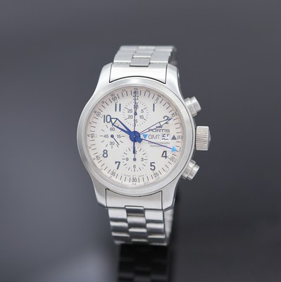 FORTIS Herrenchronograph B42 GMT Referenz 637.10.172, Schweiz um 1995, Automatik, massives Edelstahlgeh. beids. vergl., Boden u. Krone verschr., ...
