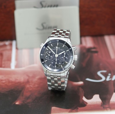 SINN Herrenchronograph "Die Finanzplatzuhr" Referenz 6000, Deutschland um 2005, Automatik, Edelstahlgeh. inkl. Gliederband m. dopp. ...