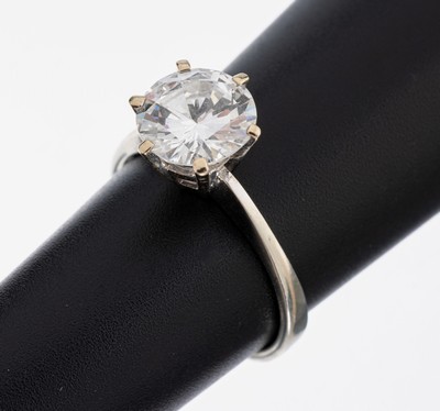 18 kt Gold Brillant-Ring, WG 750/000, Brillant ca. 2.0 ct Weiß/vvs, RW 53, ca. 3.4 g, Etui anbei