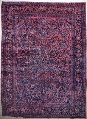 Sarogh US Re-Import, Persien, Anfang 20.Jhd., Wolle auf Baumwolle, ca. 347 x 257 cm, EHZ: 3(Morsch)