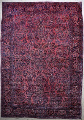 Sarogh US Re-Import, Persien, Anfang 20.Jhd., Wolle auf Baumwolle, ca. 362 x 256 cm, EHZ: 3(Morsch).