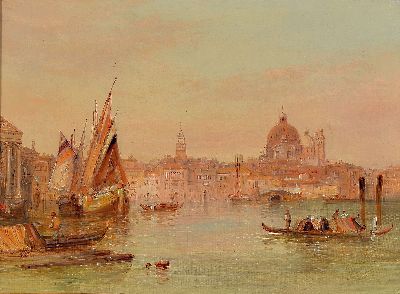 Alfred Pollentine, 1836-1890, Ansicht aus Venedig, Öl/Lwd, rest., doubl., rechts unten sign., ca. 36x40cm, R. ca. 53x63cm
