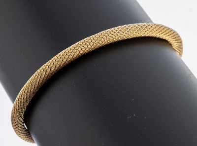 14 kt Gold Armband, GG 585/000, Flechtarbeit, L. ca. 20 cm, Kastenschloss mit Sicherheitsacht, ca. 10.7 g