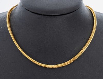 22 kt Gold Collier, GG 916/000, L. ca. 75 cm, Karabinerschließe GG 585/000 sek., ca. 41.2 g