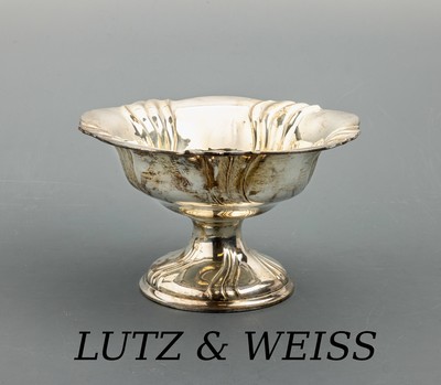Anbietschale deutsch 800er Silber, Lutz & Weiß 1930er Jahre, Barockstil, H ca. 14.5 cm, Durchm. ca. 23.5 cm, ca. 400 g