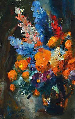 Will Sohl, 1906 Ludwigshafen-1969 Heidelberg, Blumenstillleben, Öl/Lwd, links unten signiertund datiert 46, ca. 77x48cm, R. ca. 96x67cm