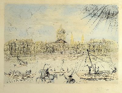 Salvador Dali, 1904-1989, "L'Academie de Paris", 1971, Radierung auf Bütten, Ed. 76/250 handsigniert, Platte 42,5x59,5 cm, unter Glas ...