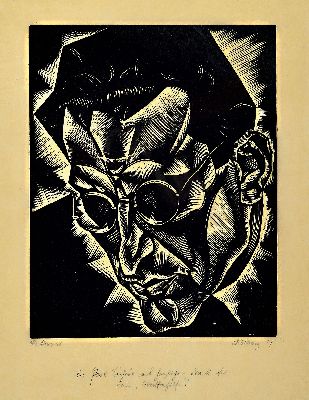 Ewald Dülberg, 1888 Schwerin-1933 Freiburg/Breisgau, Holzschnitt, "Otto Klemperer", 1917, expressive Darstellung des Dirigenten, signiert ...