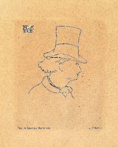 Edouard Manet, 1832-1883, Radierung auf Chinabütten, "Baudelaire de profil en chapeau" (1862), in der Platte monogrammiert, gedrucktbei A. ...