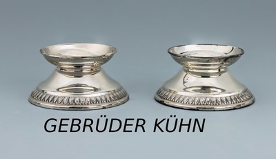 Set 2 Kerzenständer, 925er Silber, deutsch,1950er-60er Jahre, Fuß gefüllt, schlichtes elegantes Dekor mit umlaufendem Zierband, H. ca. 4 cm, D. ...