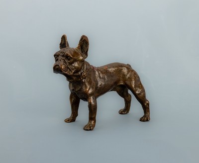 Wiener Bronze, Darstellung einer Französischen Bulldogge, naturalistisch, H. ca. 5.8 cm, L. ca. 7 cm, unsigniert