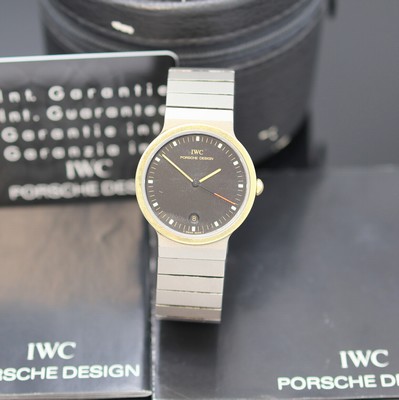 IWC Porsche Design "Ultra Sportivo" Armbanduhr in Titan Referenz IW3335, Schweiz um 1990er Jahre, quarz, 3-teil. Geh. inkl. Gliederband m. ...