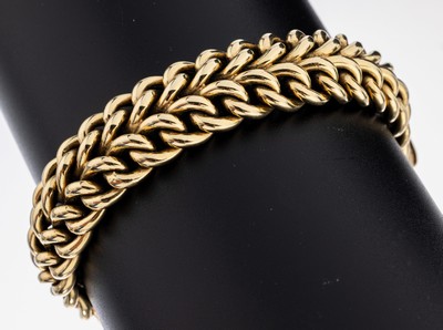 14 kt Gold Armband, GG 585/000, L. ca. 22 cm, Kastenschloss mit 2 Sicherheitsachten, ca.37 g